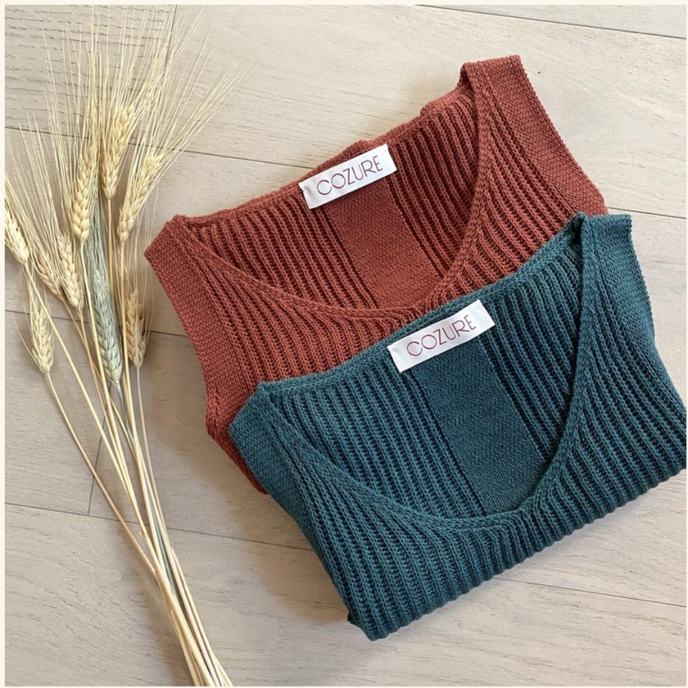 NWT SMALL Rust Sweater Tank, Ribbed Sweater Shell, Knit Tank Top Cotton Cashmere - Picture 4 of 6